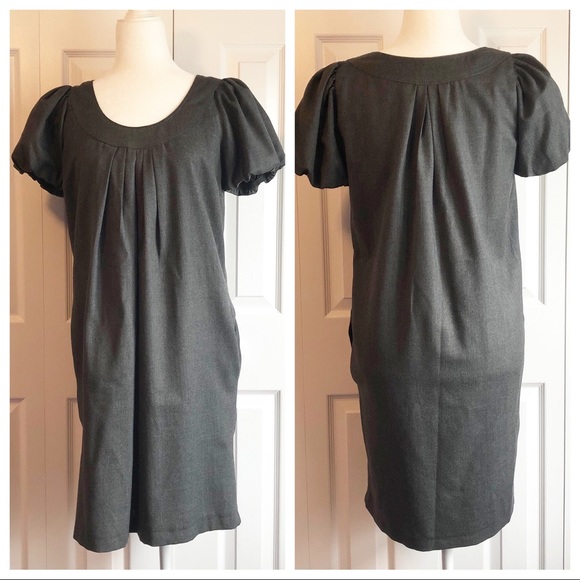 Zara Woman Charcoal Gray Wool Blend Shift Dress Medium - Picture 1 of 10